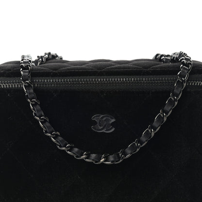 Chanel Velvet Quilted Small Vanity Case With Chain Black 8 of 11