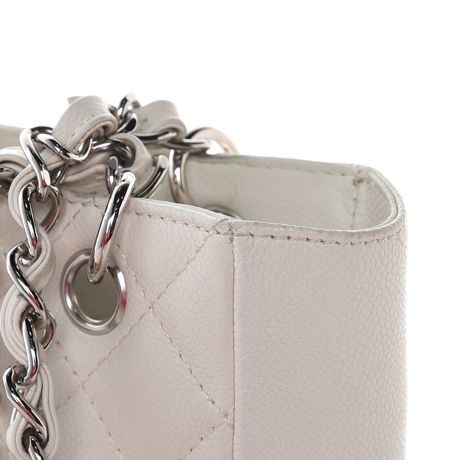 Chanel Caviar Quilted Petit Shopping Tote PST White 15 of 19