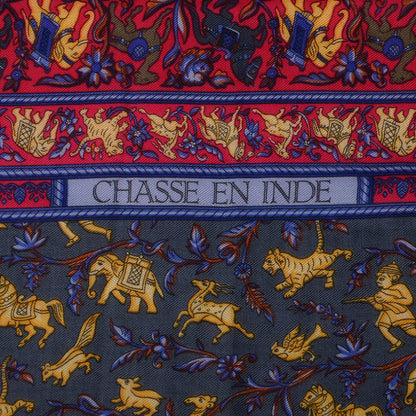 Hermes Cashmere Silk Chasse En Inde Scarf Purple 140 4 of 5
