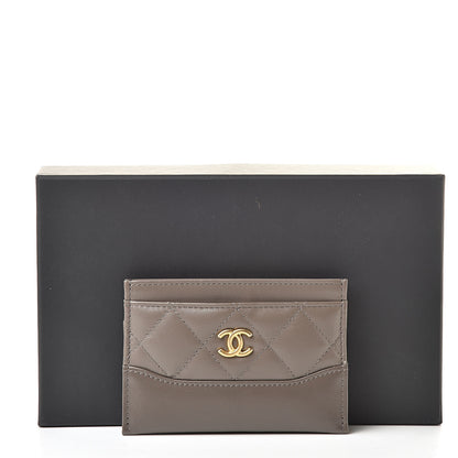 Chanel Aged Calfskin Quilted Gabrielle Card Holder Wallet Grey 9 of 9