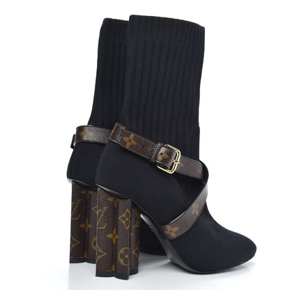 Louis Vuitton Monogram Stretch Fabric Silhouette Ankle Boots 38 Black 4 of 8