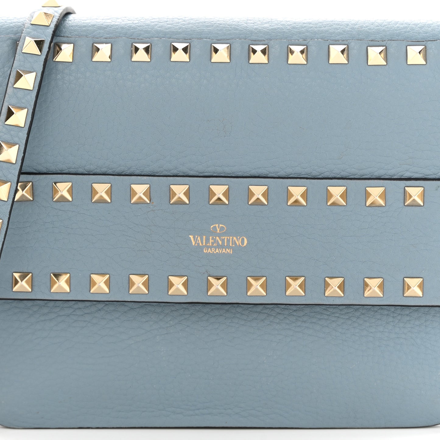 Grained Calfskin Small Rockstud Flap Crossbody Bag Niagara