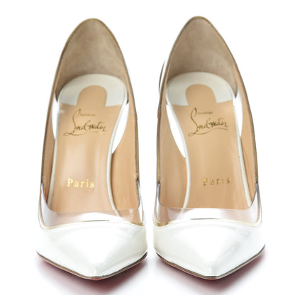 Christian Louboutin Patent Vinyl Cosmo 554 100 Pumps 38.5 Snow 2 of 8