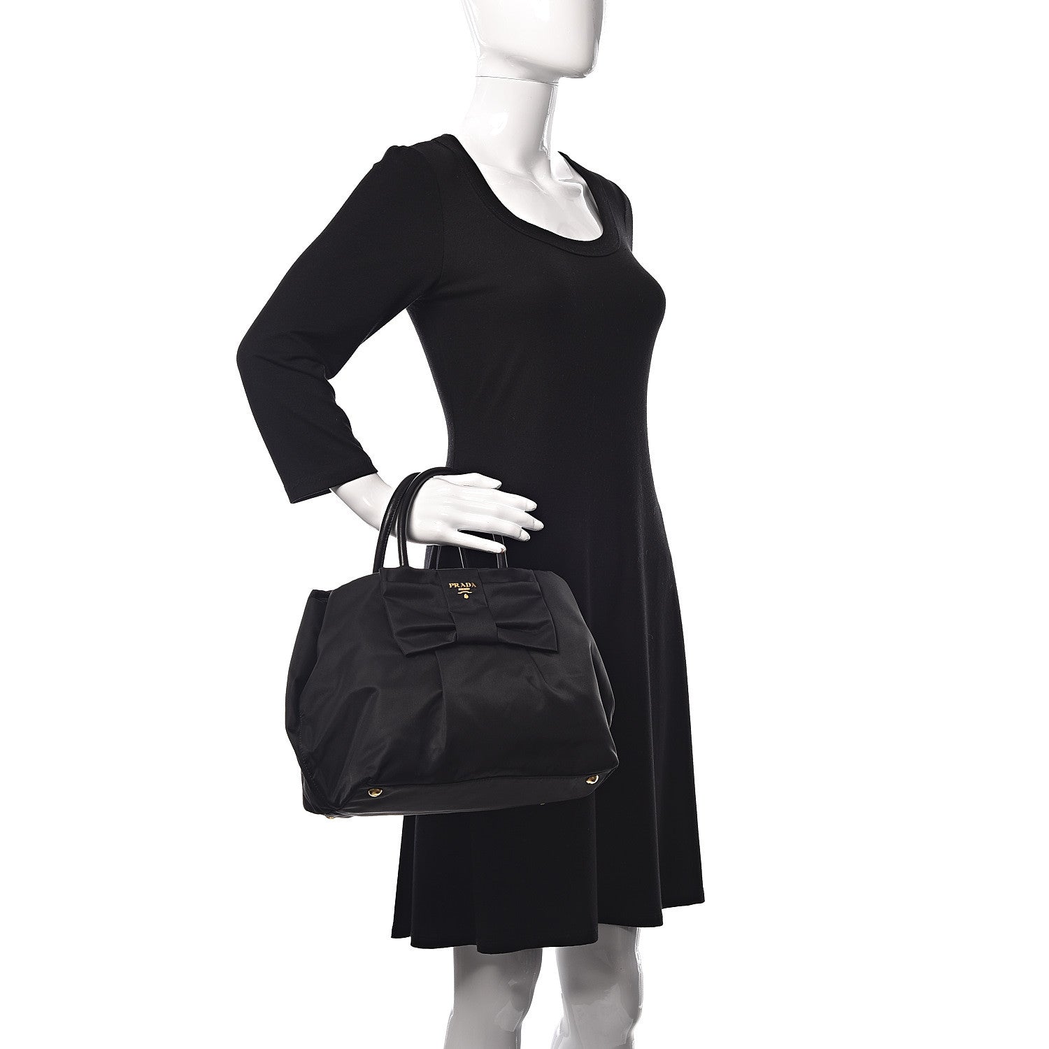Prada Nylon Tessuto Fiocco Bow Tote Black 2 of 9