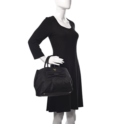 Prada Nylon Tessuto Fiocco Bow Tote Black 2 of 9