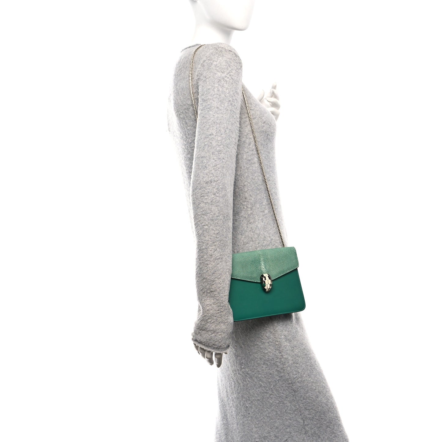 Galuchat Calfskin Serpenti Forever Crossbody Bag Green