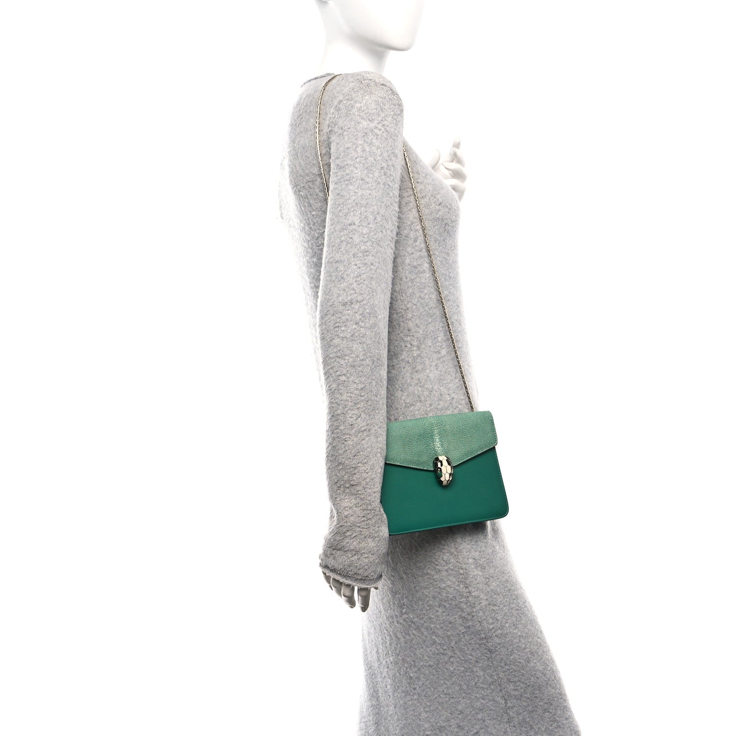 Bulgari Galuchat Calfskin Serpenti Forever Crossbody Bag Green 2 of 12