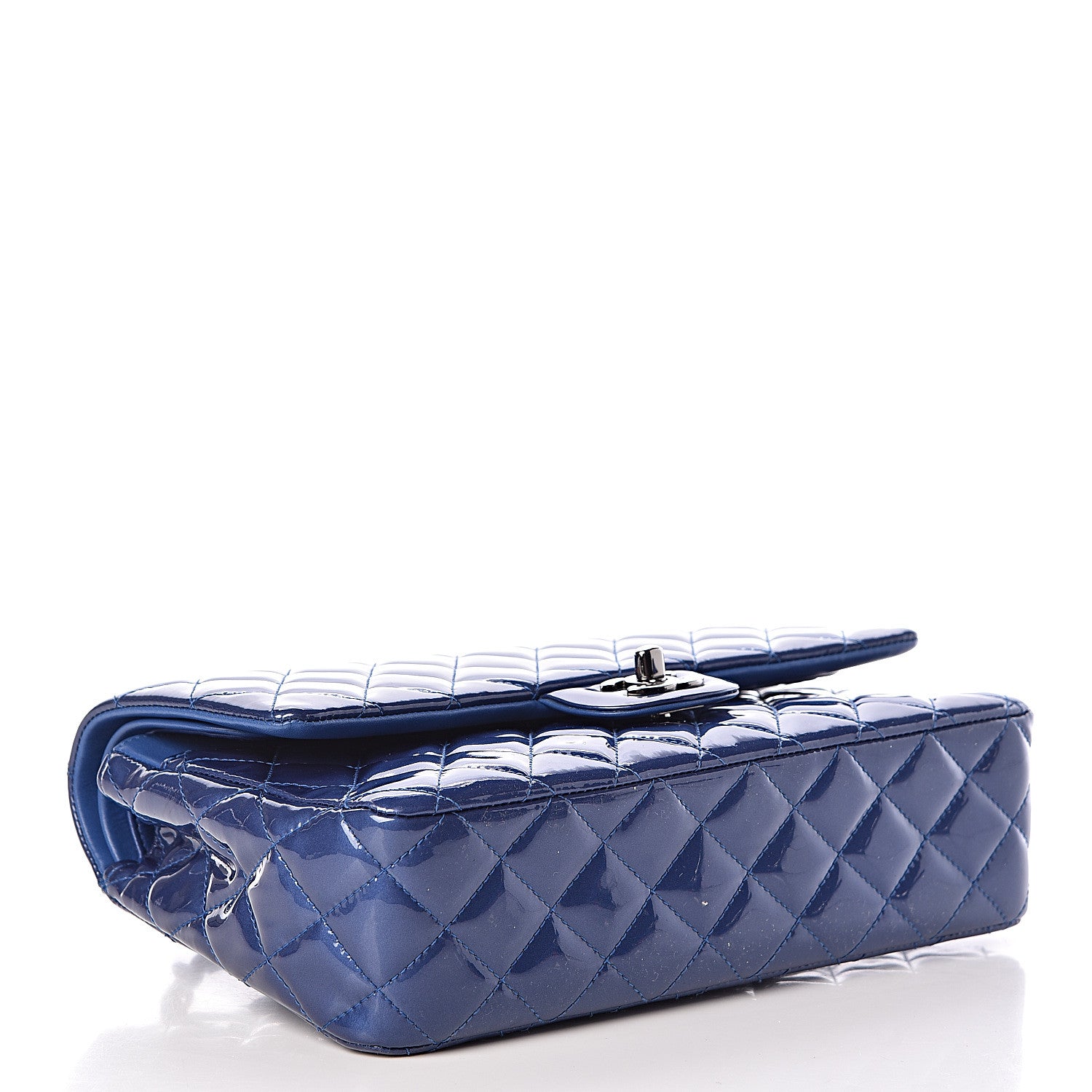 Chanel Patent Quilted Medium Double Flap Blue 4 of 14
