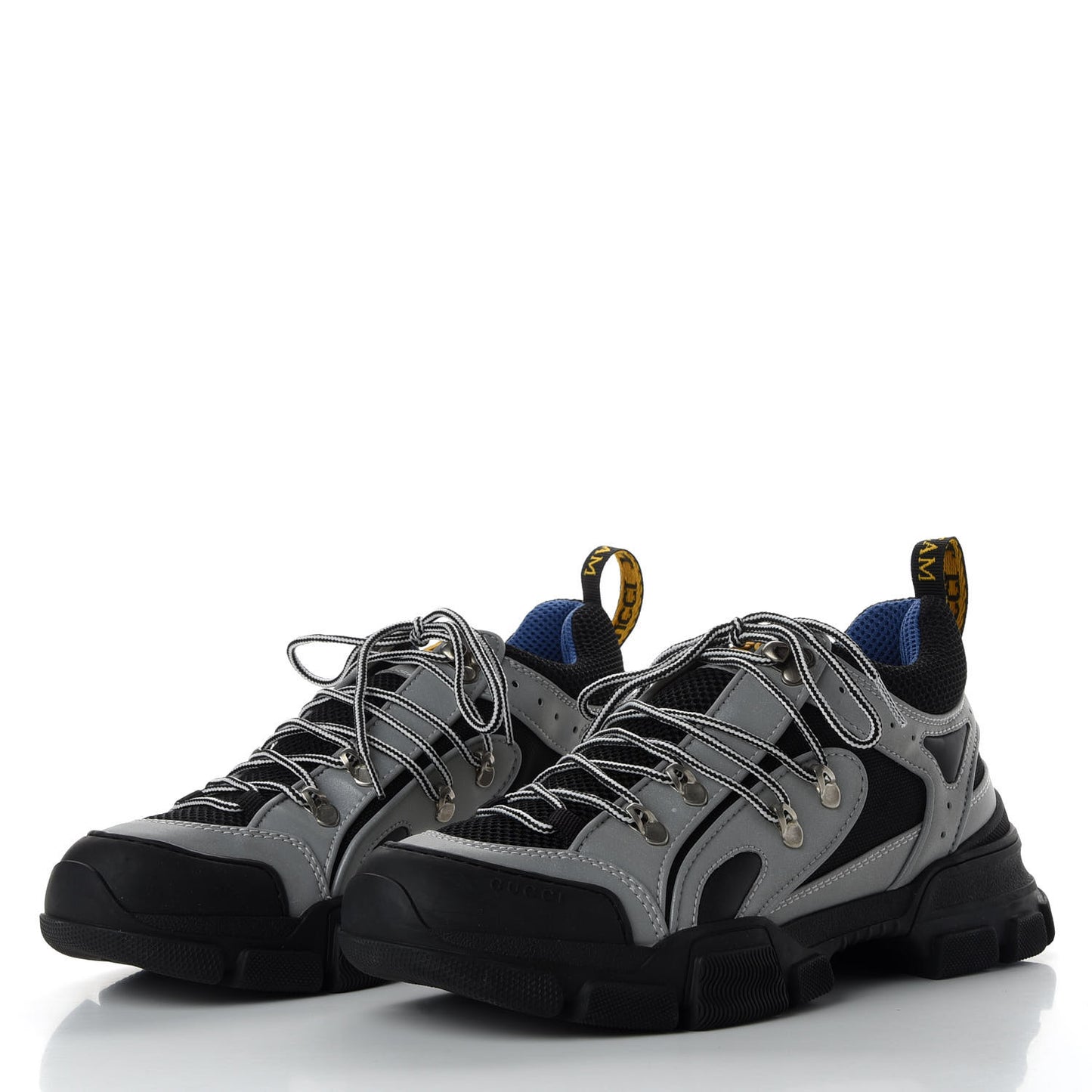 X SEGA Mesh Technical Canvas Calfskin Reflective Mens Flashtrek Sneakers 8 Silver Black