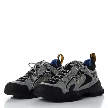 Gucci X SEGA Mesh Technical Canvas Calfskin Reflective Mens Flashtrek Sneakers 8 Silver Black 3 of 9