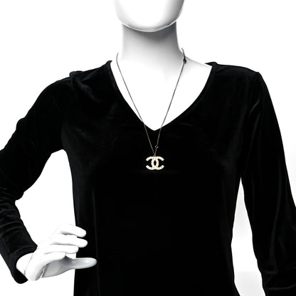 Chanel Crystal CC Pendant Necklace Ruthenium 2 of 5