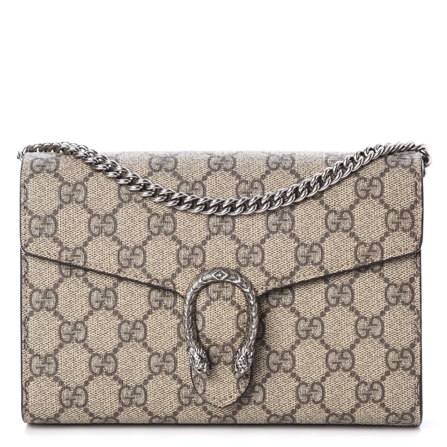 Gucci GG Supreme Monogram Mini Dionysus Chain Wallet Beige Taupe 1 of 8