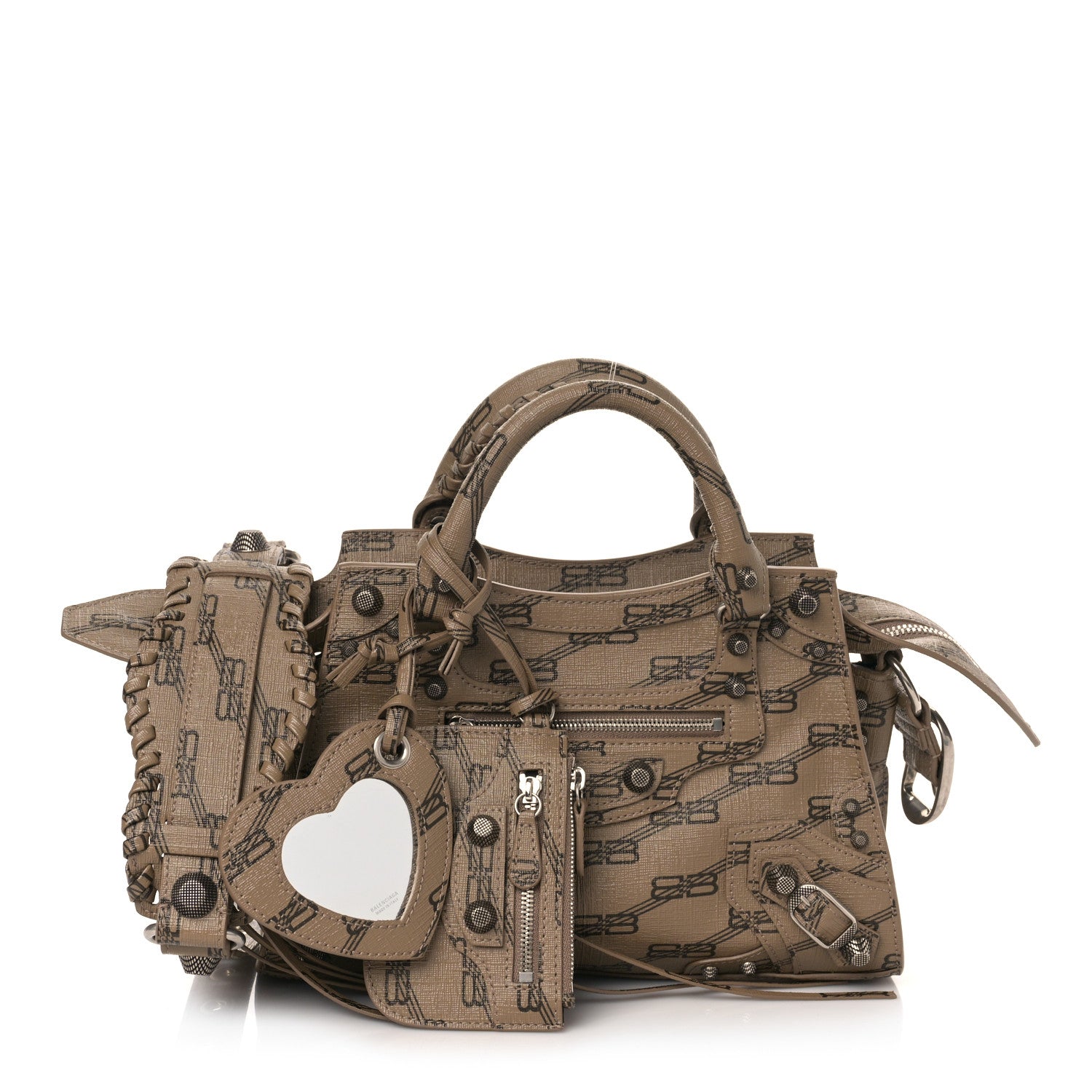 Balenciaga Coated Canvas BB Monogram Neo Cagole Handbag XS Beige Brown 1 of 8