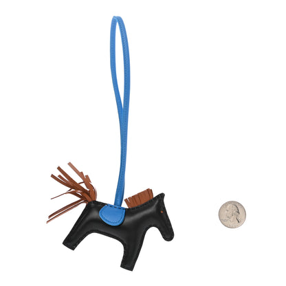 Hermes Milo Lambskin Grigri Rodeo Horse Bag Charm PM Black Gold Bleu Zanzibar 2 of 4