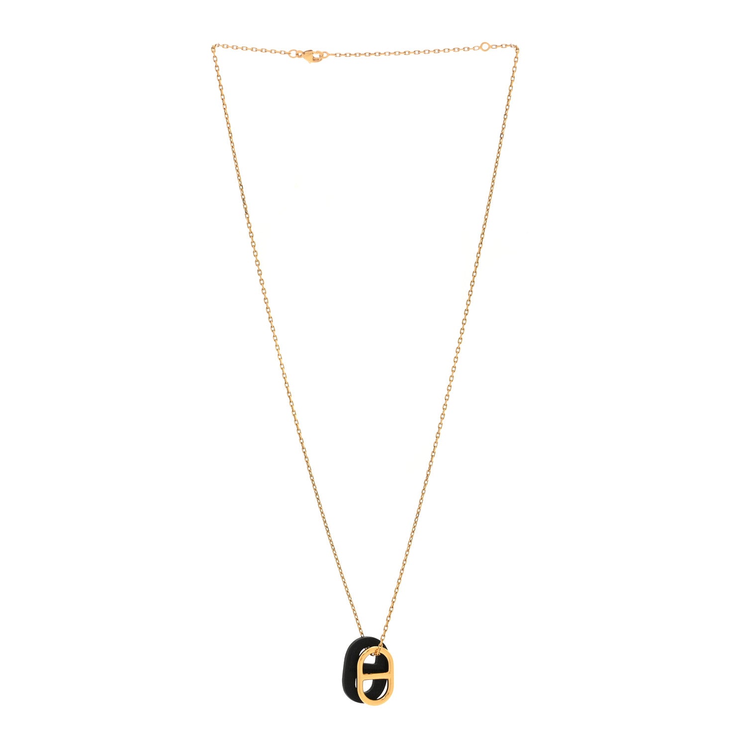 Hermes Swift O'Maillon Pendant Necklace Black 3 of 7