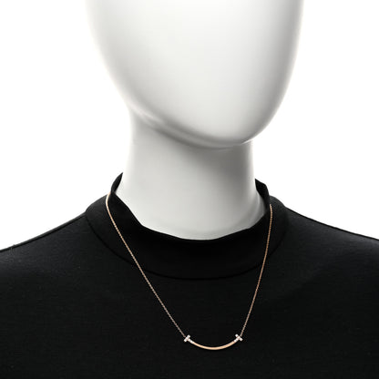 Tiffany 18K Rose Gold Diamond .19ctw Medium T Smile Pendant Necklace 2 of 6