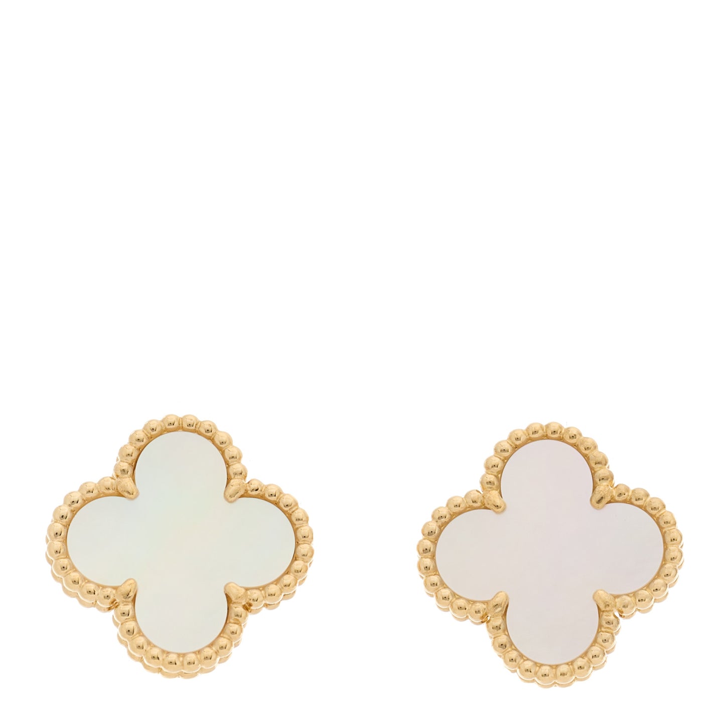 18K Yellow Gold Mother of Pearl Vintage Alhambra Earrings