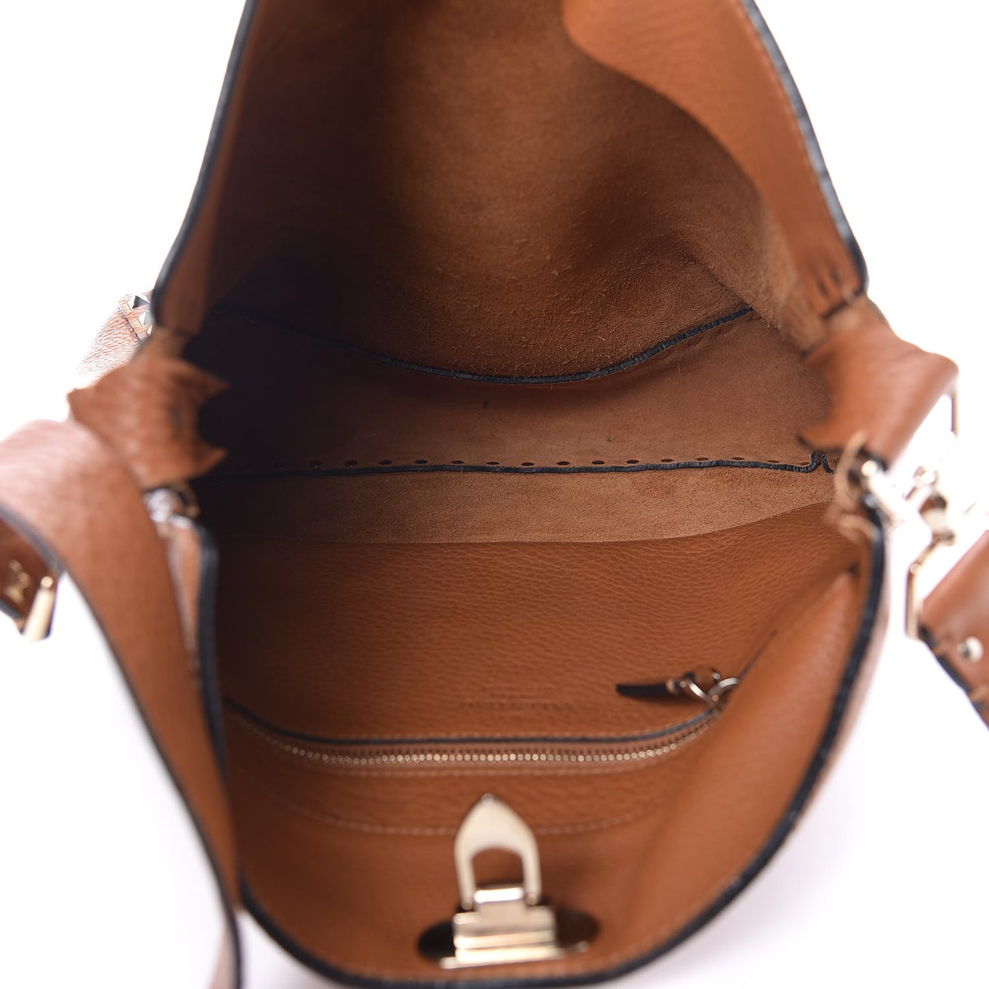 Pebbled Calfskin Large Rockstud Flip-Lock Messenger Bag Light Cuir