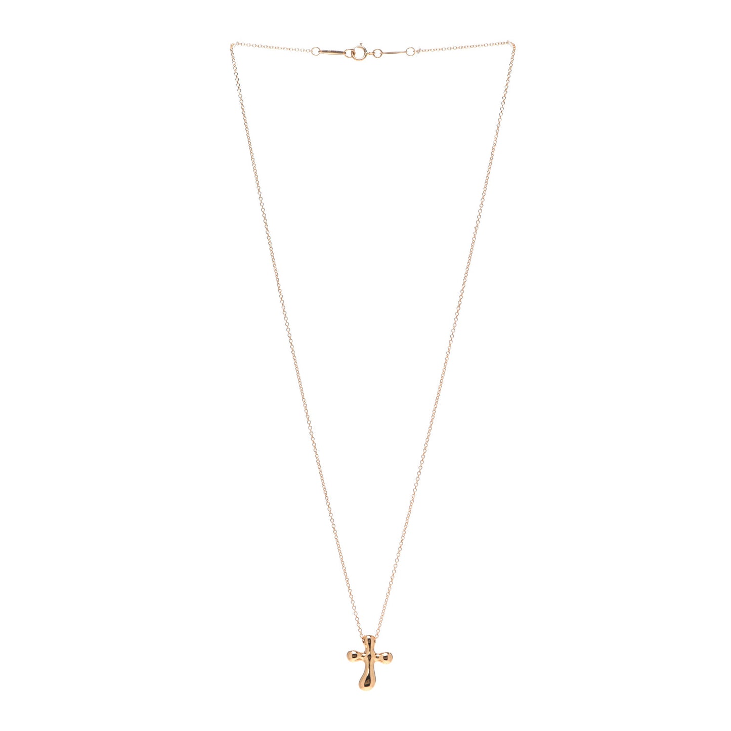 18K Rose Gold 12mm Elsa Peretti Cross Pendant Necklace
