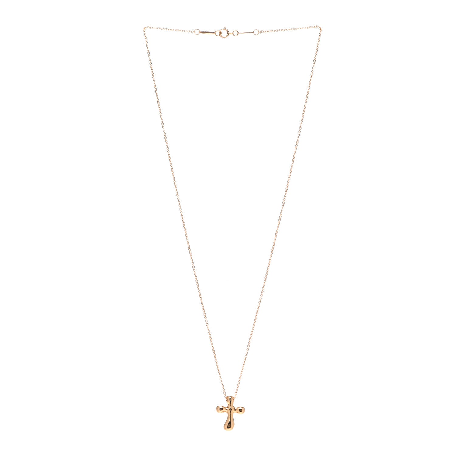 Tiffany 18K Rose Gold 12mm Elsa Peretti Cross Pendant Necklace 3 of 5
