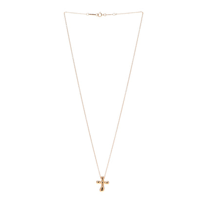 Tiffany 18K Rose Gold 12mm Elsa Peretti Cross Pendant Necklace 3 of 5