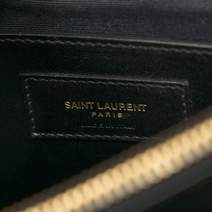 Saint Laurent Sheepskin Matelasse Chevron Monogram Large College Satchel Black Tulip 7 of 14