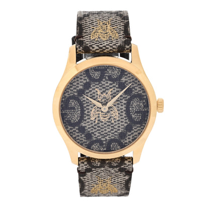 Gucci Stainless Steel Canvas 38mm G-Timeless GG Supreme Bee Quartz Watch Brown 1 of 5