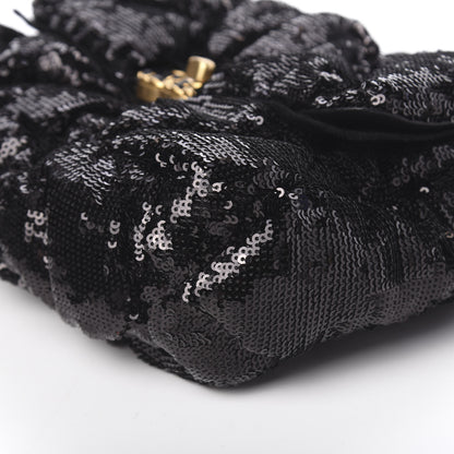 Chanel Sequin Quilted Medium 19 Flap Black 6 of 10