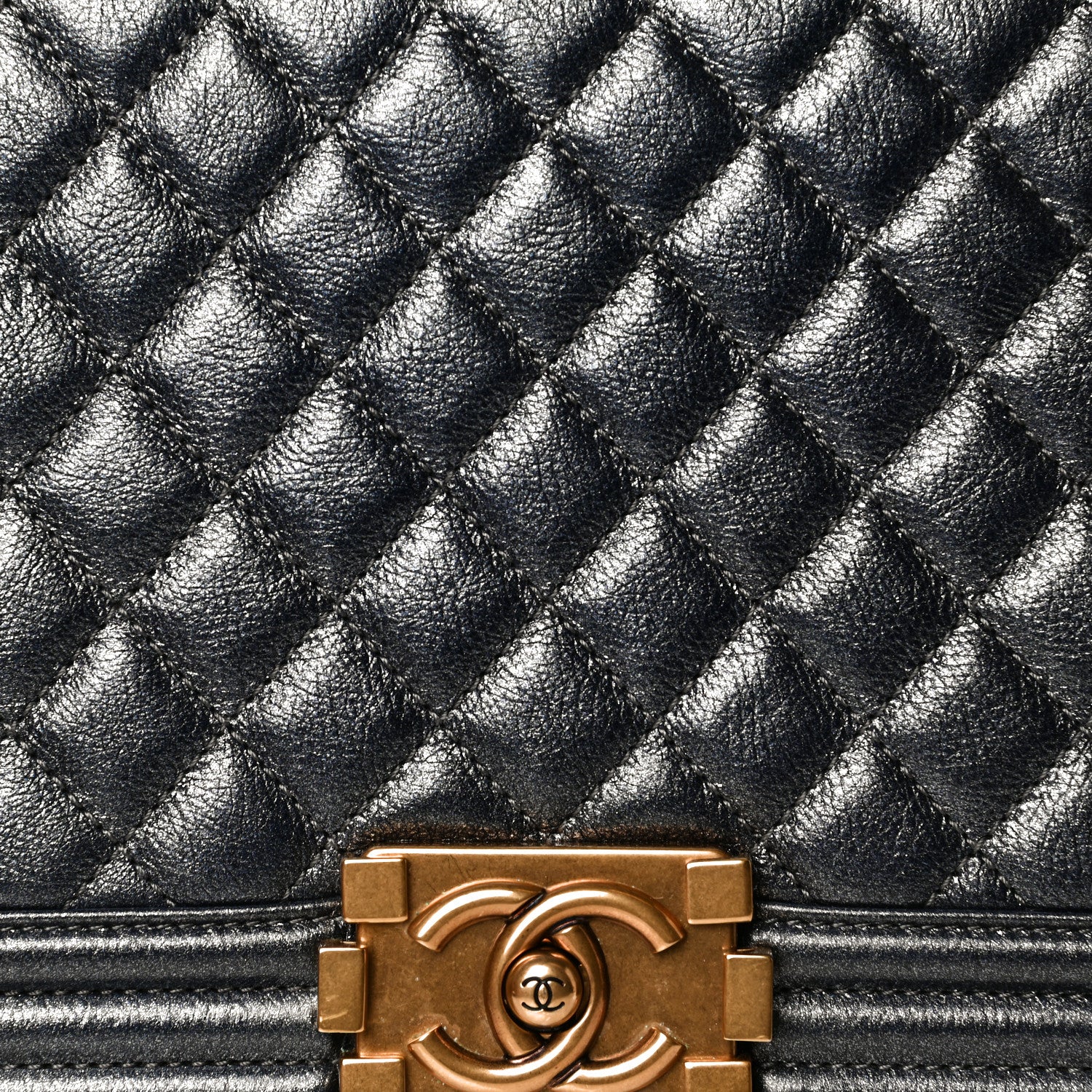 Chanel Metallic Calfskin Quilted New Medium Boy Flap Dark Grey 6 of 10