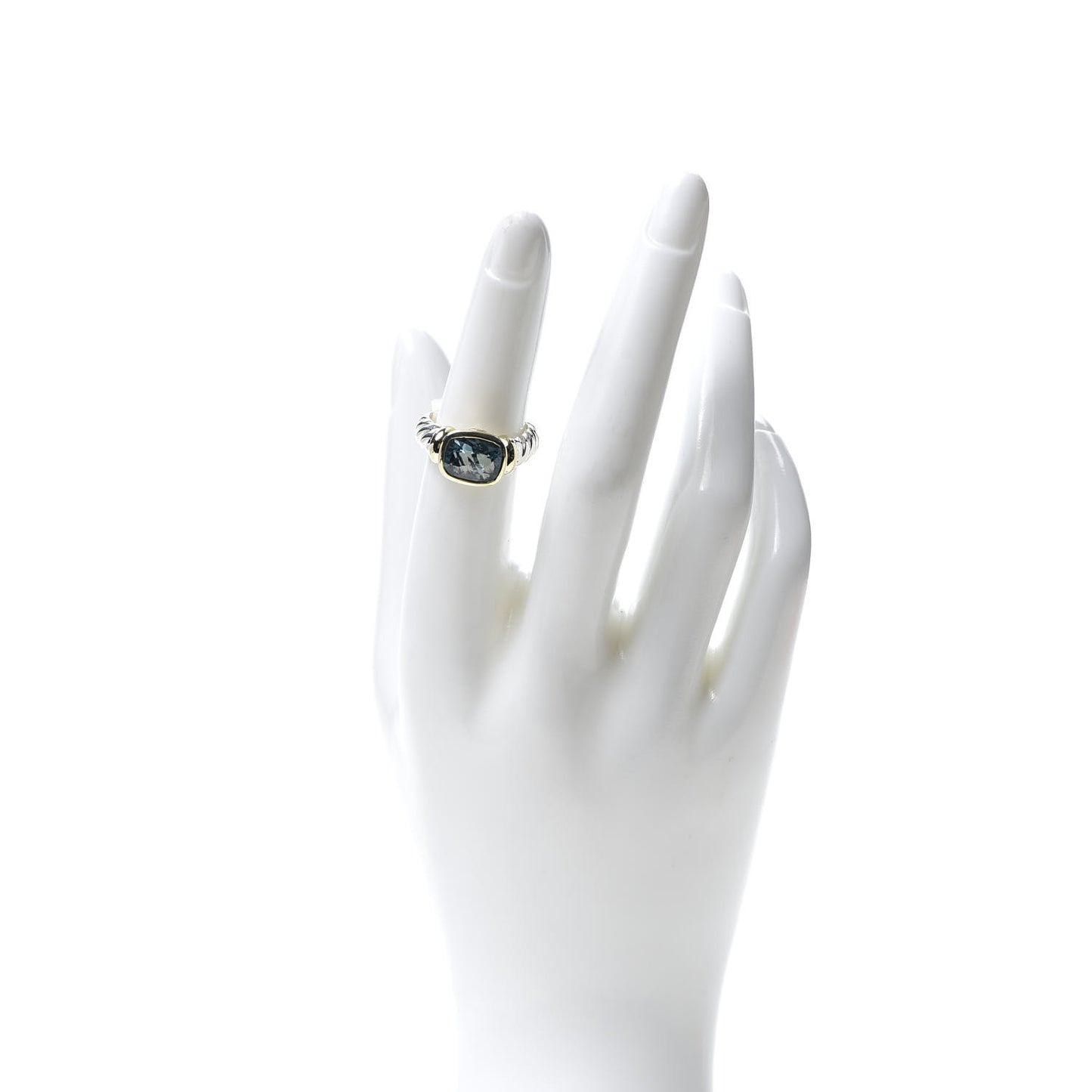 Sterling Silver 14K Yellow Gold Blue Topaz 10mm Noblesse Ring 52 6