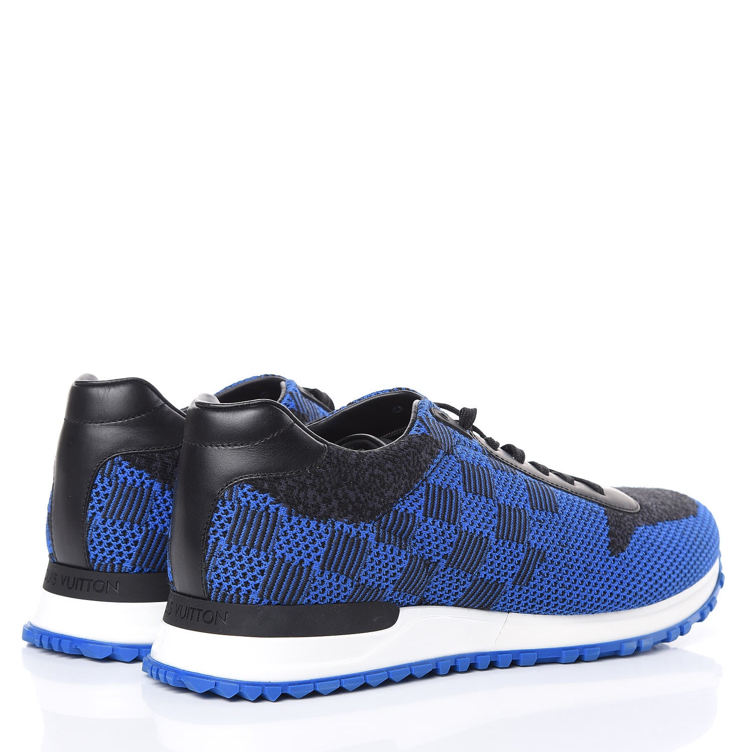 Louis Vuitton Calfskin Damier Run Away Sneakers 8.5 Blue 4 of 8