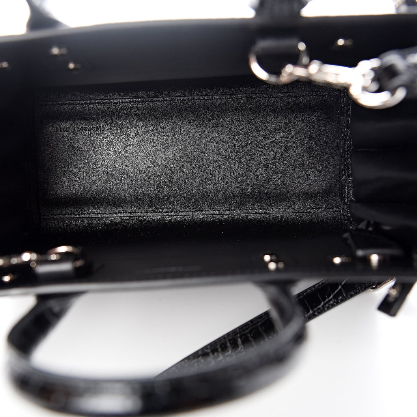 Calfskin Crocodile Embossed Nano Sac De Jour Black