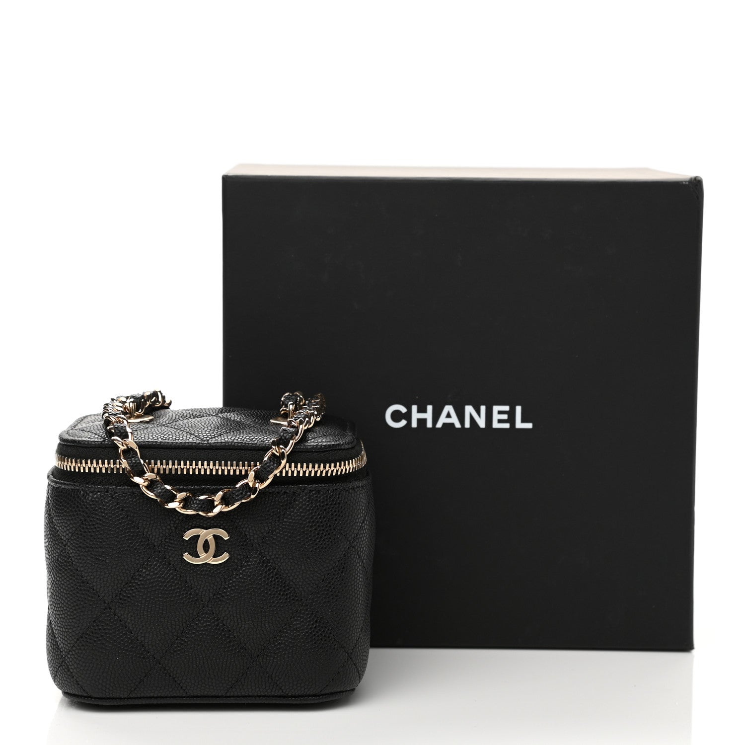 Chanel Caviar Quilted Mini Vanity Case With Chain Black 12 of 12