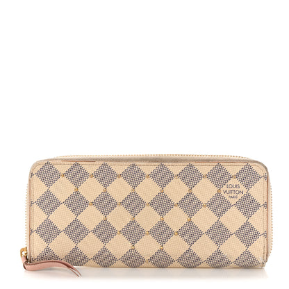 Louis Vuitton Damier Azur Studded Clemence Wallet Rose Ballerine 1 of 8