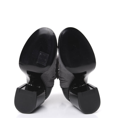 Chanel Pony Hair Patent Cap Toe Chain Short Boots 35.5 Grey Black 5 of 8