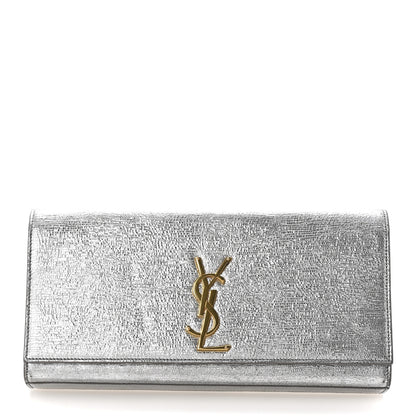 Saint Laurent Textured Metallic Calfskin Classic Monogram Cassandre Clutch Silver 1 of 6