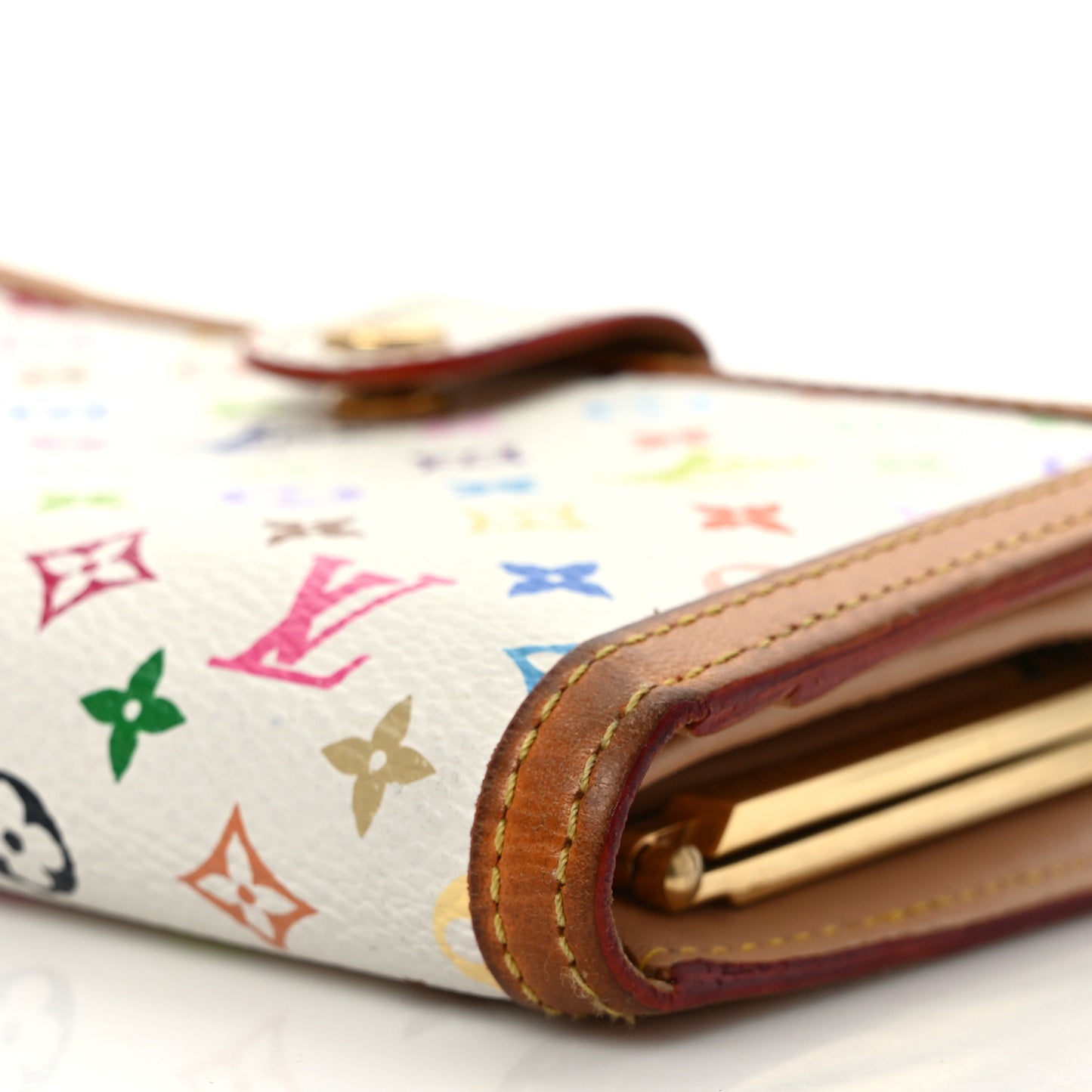 Monogram Multicolor French Purse Wallet White