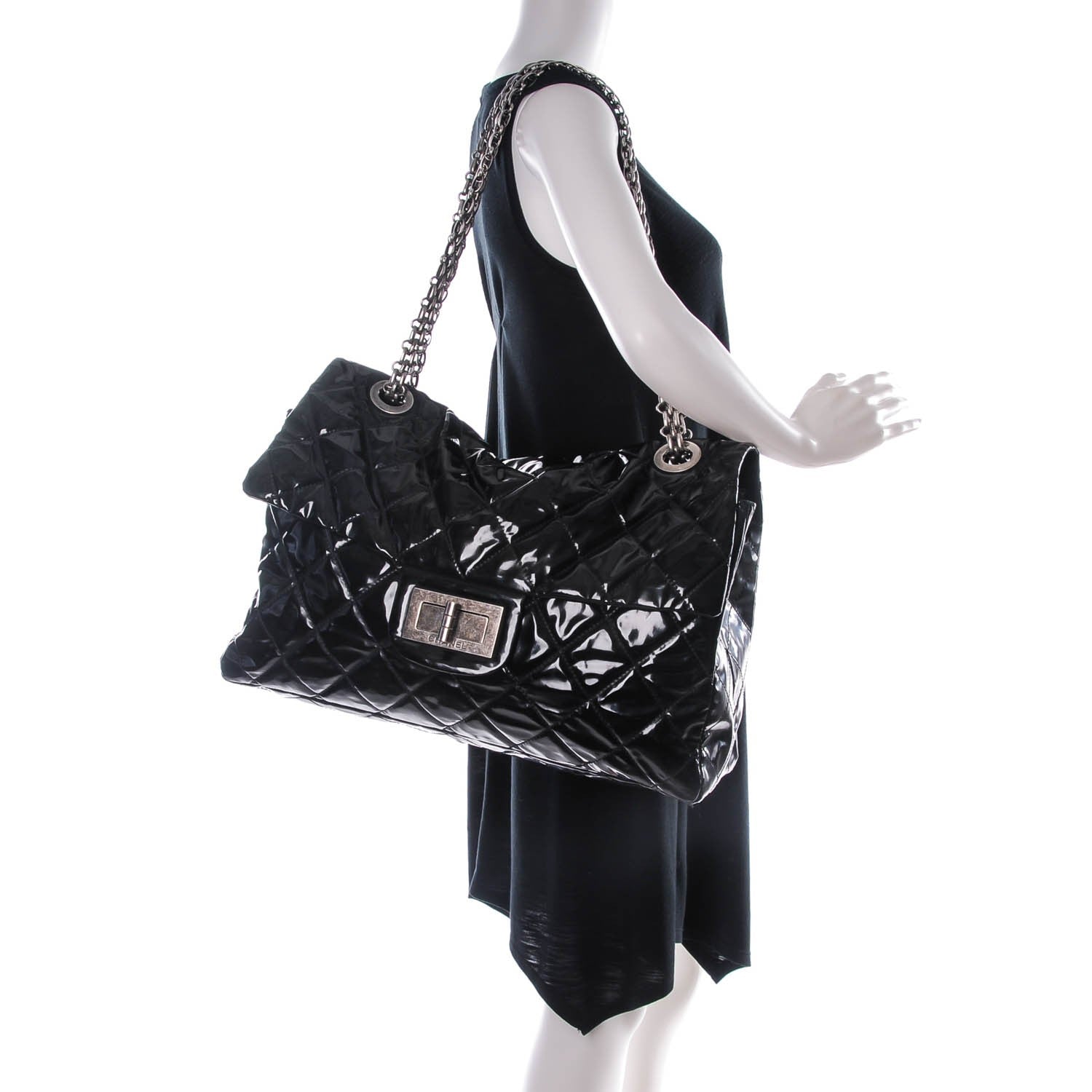 Chanel Vinyl Quilted XXL Reissue Flap Black 2 of 9