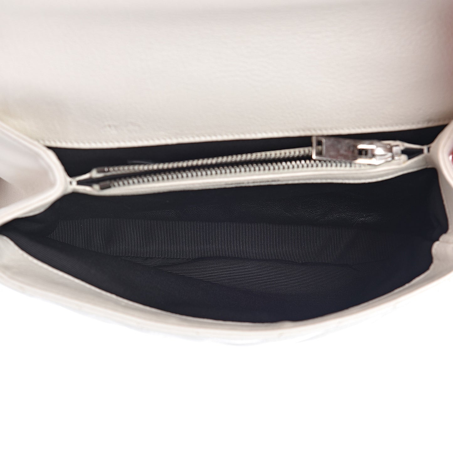 Sheepskin Matelasse Chevron Monogram Medium College Bag Dove White