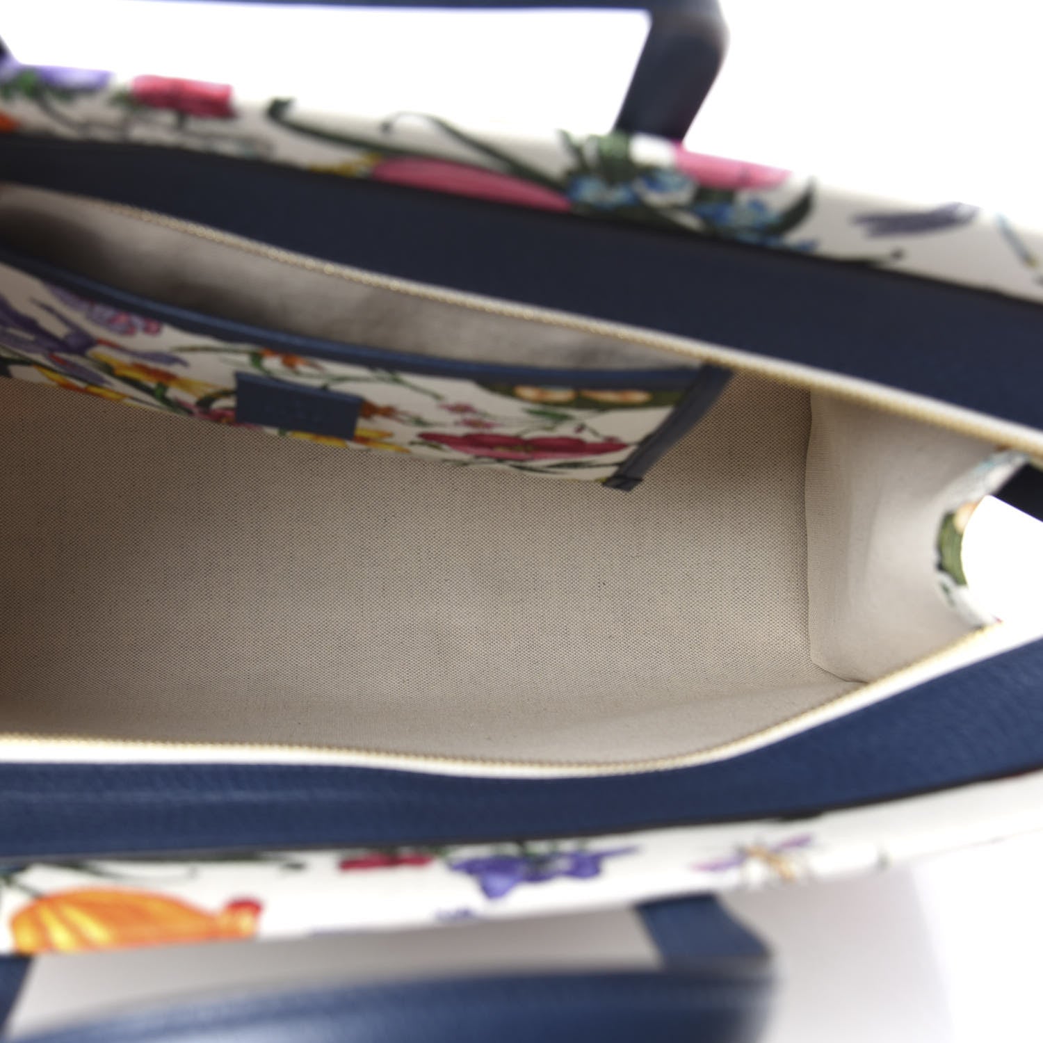 Gucci Canvas Large Flora Tote Navy Multicolor 5 of 10