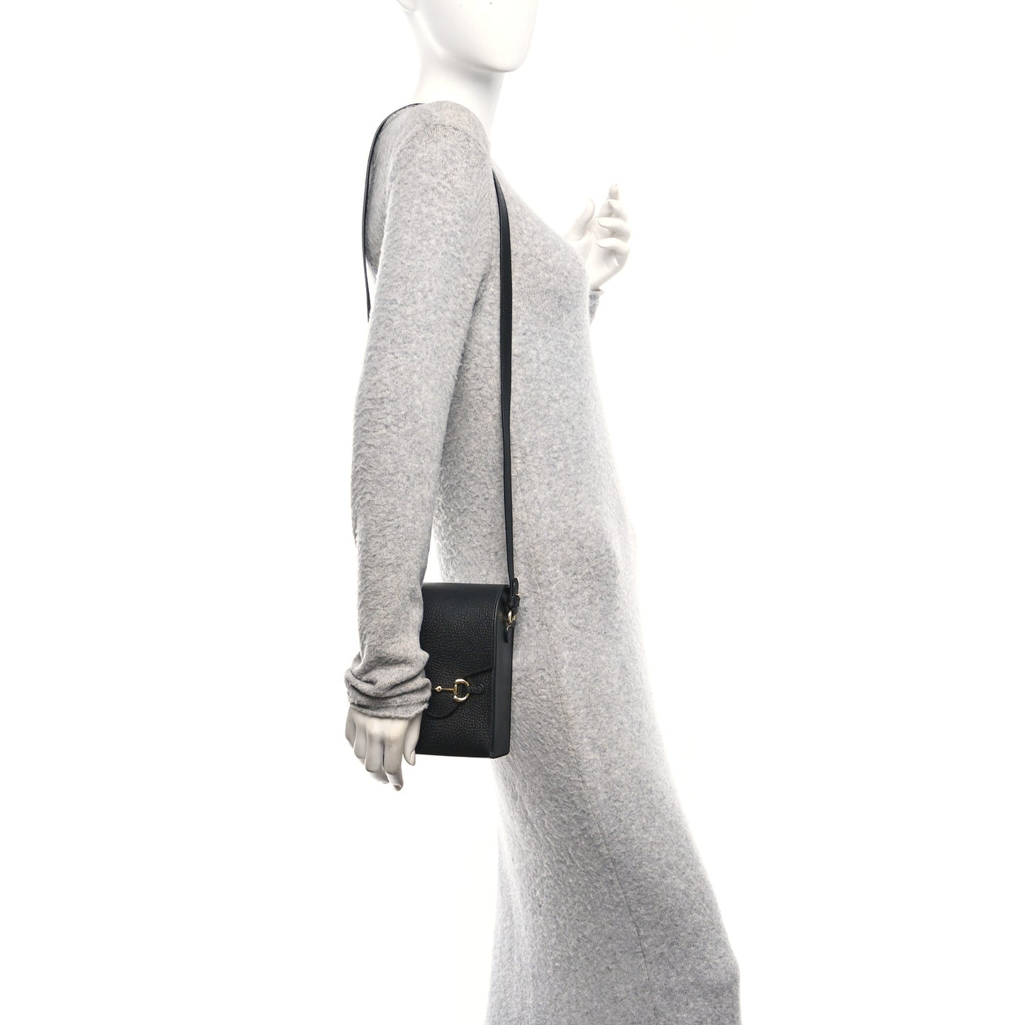 Dollar Calfskin Vertical Horsebit 1955 Crossbody Bag Black