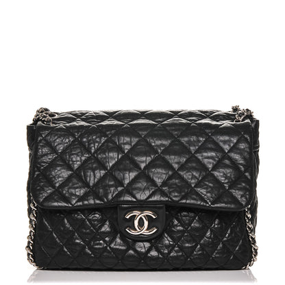 Chanel Washed Lambskin Quilted Maxi Chain Around Flap Black 1 of 7