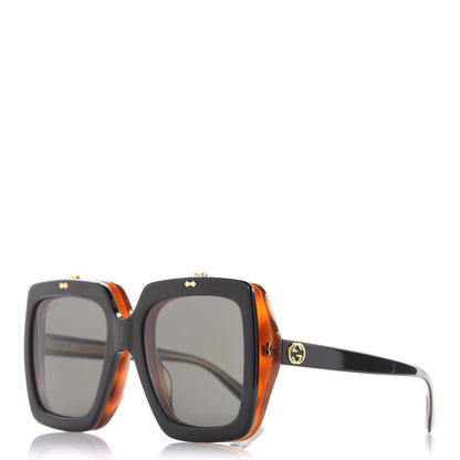 Gucci Acetate Oversized Flip Up Sunglasses GG0088S Tortoise Black 1 of 8