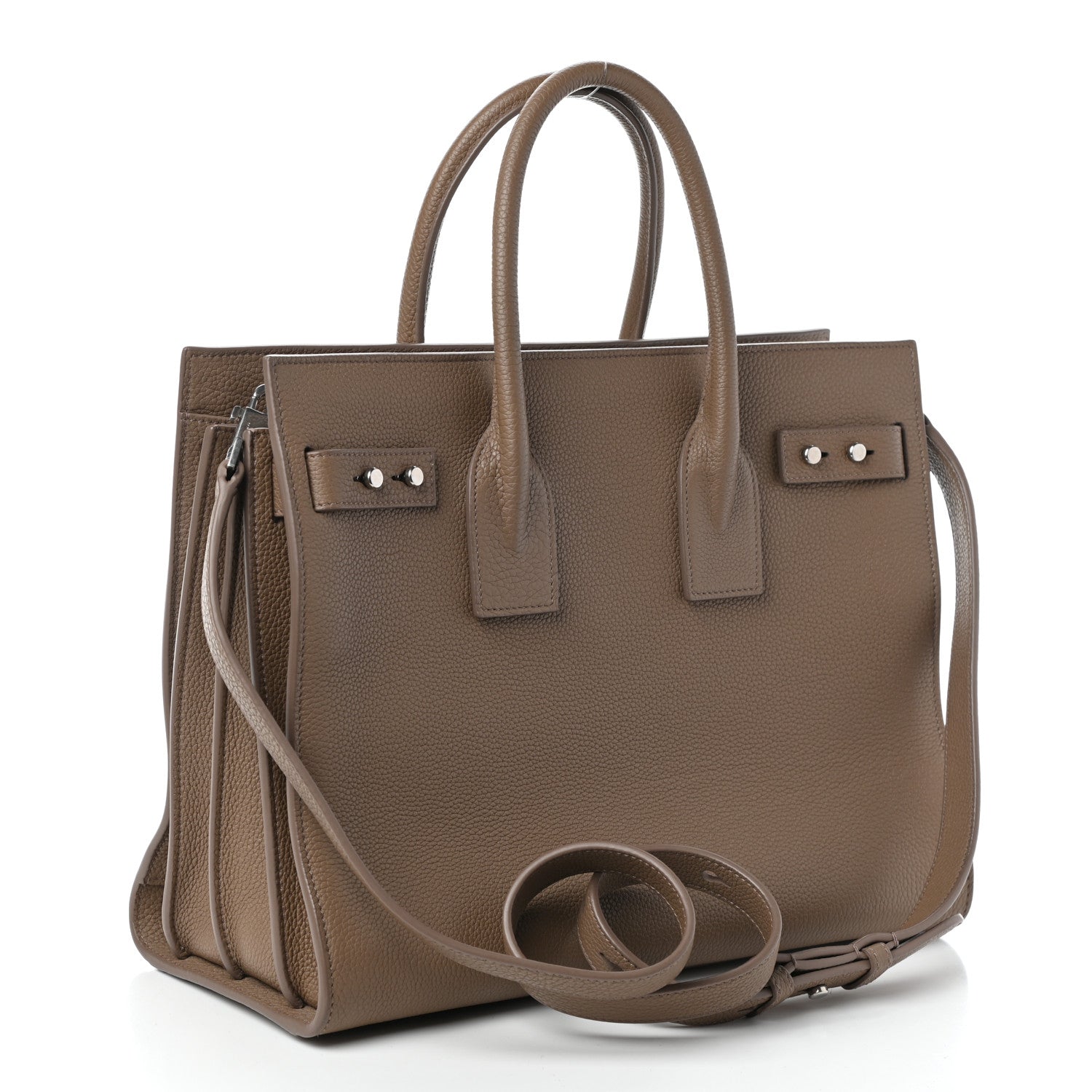 Saint Laurent Grained Calfskin Small Supple Sac De Jour Taupe 3 of 9
