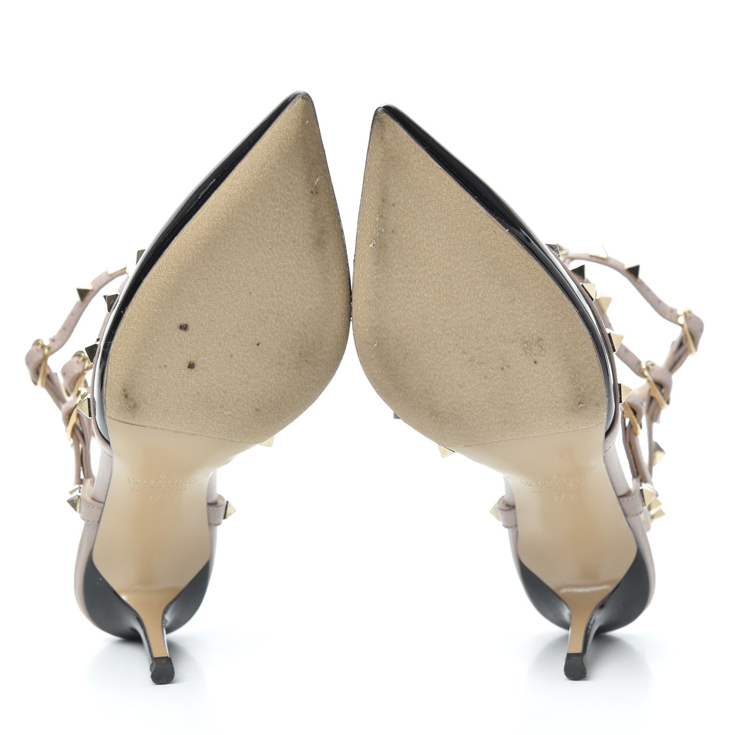 Valentino Garavani Patent Nappa Rockstud Ankle Strap 65mm Pumps 37.5 Black Poudre 6 of 7