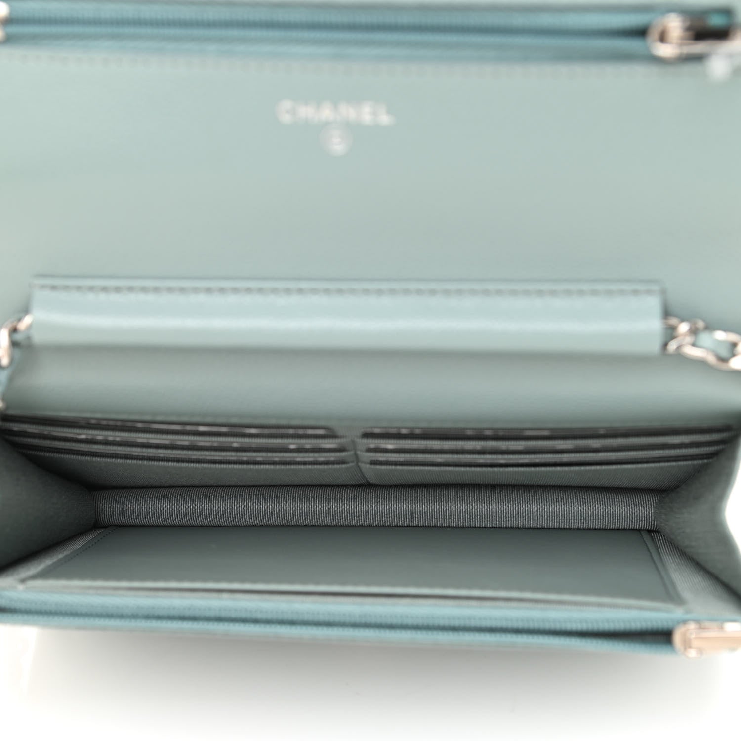Chanel Caviar Quilted Wallet On Chain WOC Light Blue 5 of 12