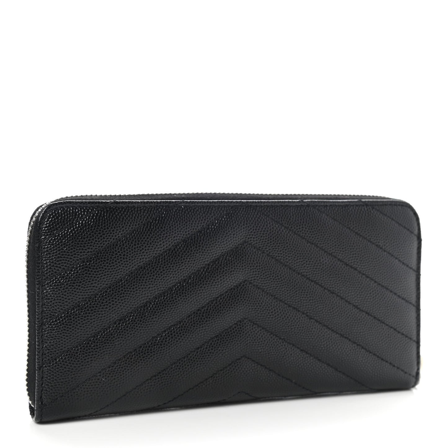 Grain De Poudre Matelasse Chevron Monogram Zip Around Wallet Black