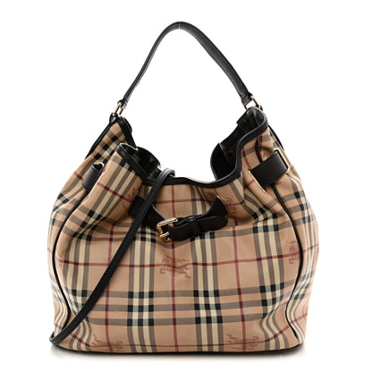 Burberry Haymarket Check Medium Walden Belted Hobo  Chocolate 1 of 12