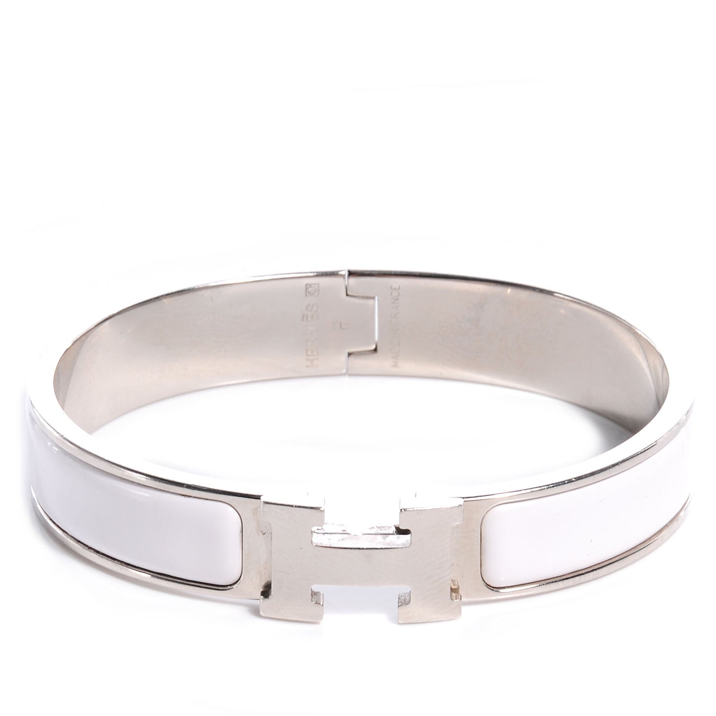 Enamel Narrow Clic Clac H Bracelet PM White