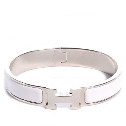 Hermes Enamel Narrow Clic Clac H Bracelet PM White 1 of 4